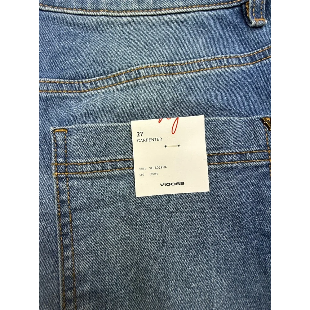 VIGOSS Women's Carpenter Denim Jean Shorts Size 27 Raw Hem Stretch High Waisted - Picture 6 of 8